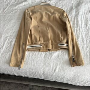 10 Crosby Derek Lam Tan Bomber Jacket with Ribbed Cuffs and Collar